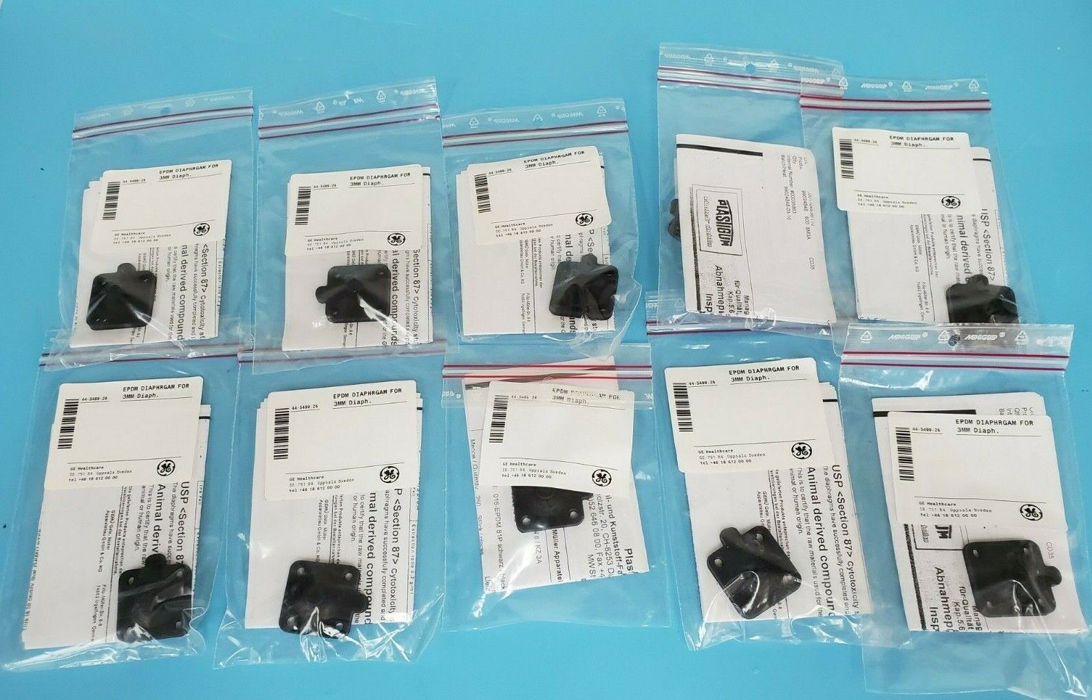 LOT OF 10 NEW GE HEALTHCARE 44-5499-26 EPDM DIAPHRAGMS DN8 KZ 3A 99024848
