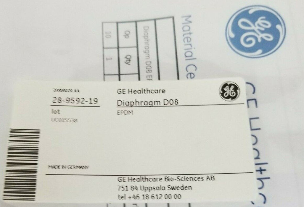 LOT OF 9 NEW GE HEALTHCARE 28-9592-19 VALVE DIAPHRAGMS D08 EPDM SEAT 08 28959219