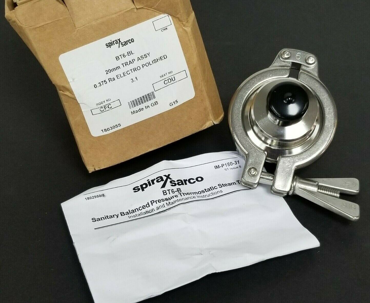 NIB SPIRAX SARCO BT6-BL 20MM STEAM TRAP ASSY. 0.375 RA ELECTRO POLISHED 1803055