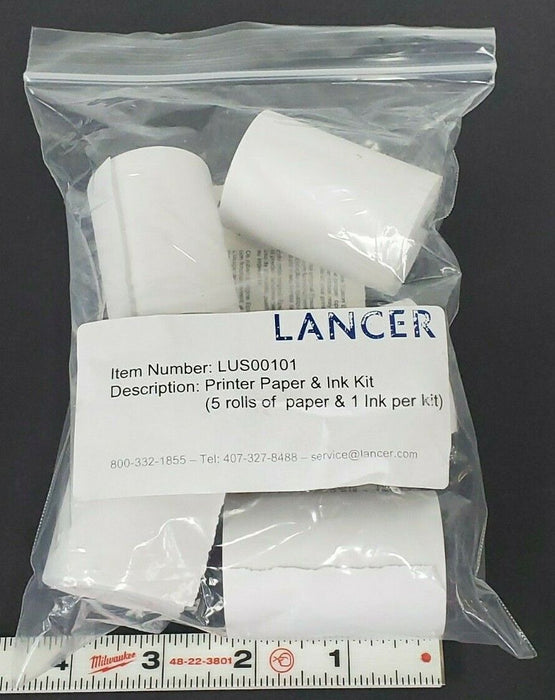 NEW LANCER LUS00101 PRINTER PAPER & INK KIT (5 ROLLS OF PAPER & 1 INK PER KIT)