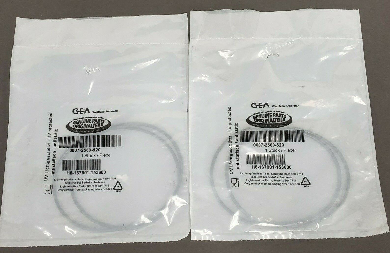 LOT OF 2 NEW GEA WESTFALIA SEPARATOR 0007-2560-520 O-RINGS