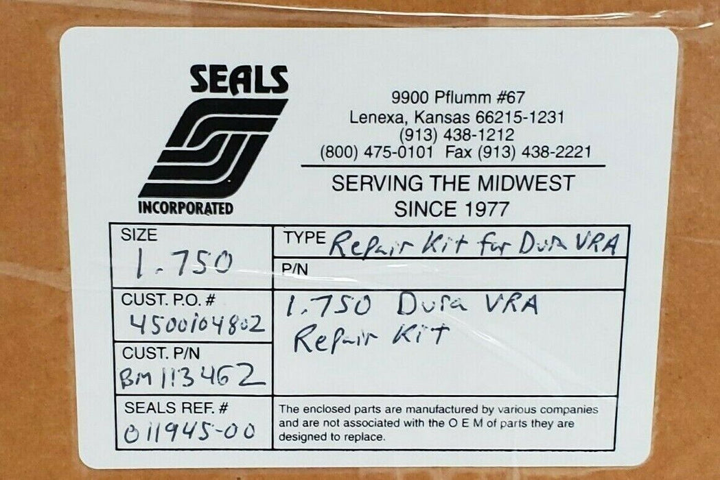 NIB FLOWSERVE 1.750 REPAIR KIT KR3C2375D33, AEPB2375WN3, MEED2375DZ3