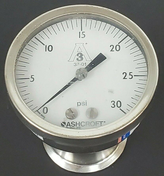 ASHCROFT A3 37-01 PRESSURE GAUGE, 0-30PSI, G250-2456-B, 250-2990