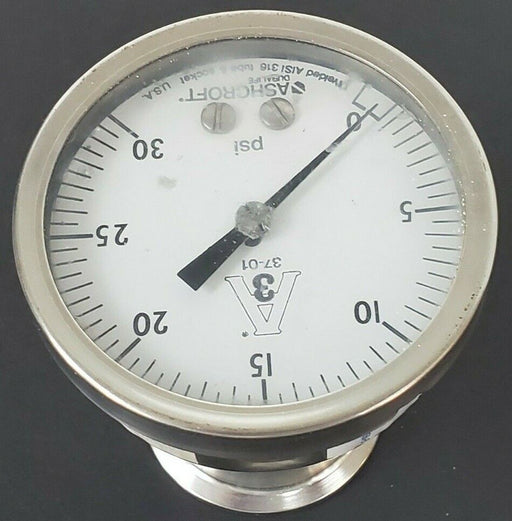 ASHCROFT A3 37-01 PRESSURE GAUGE, 0-30PSI, G250-2456-B, 250-2990