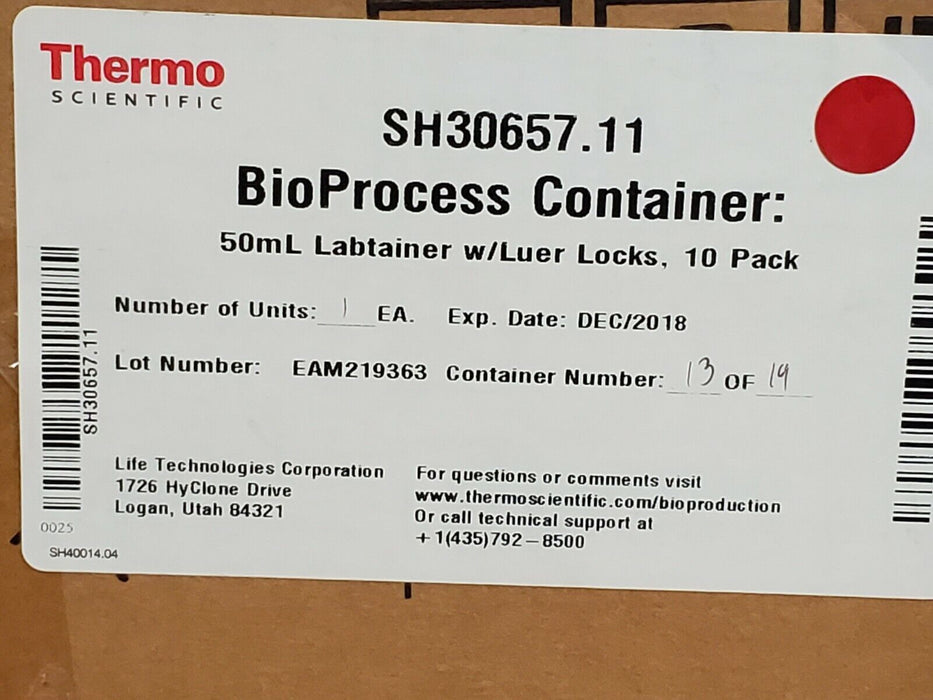 LOT OF 20 NEW THERMO FISHER SH30657.11 50mL LABTAINER W/ LUER LOCKS