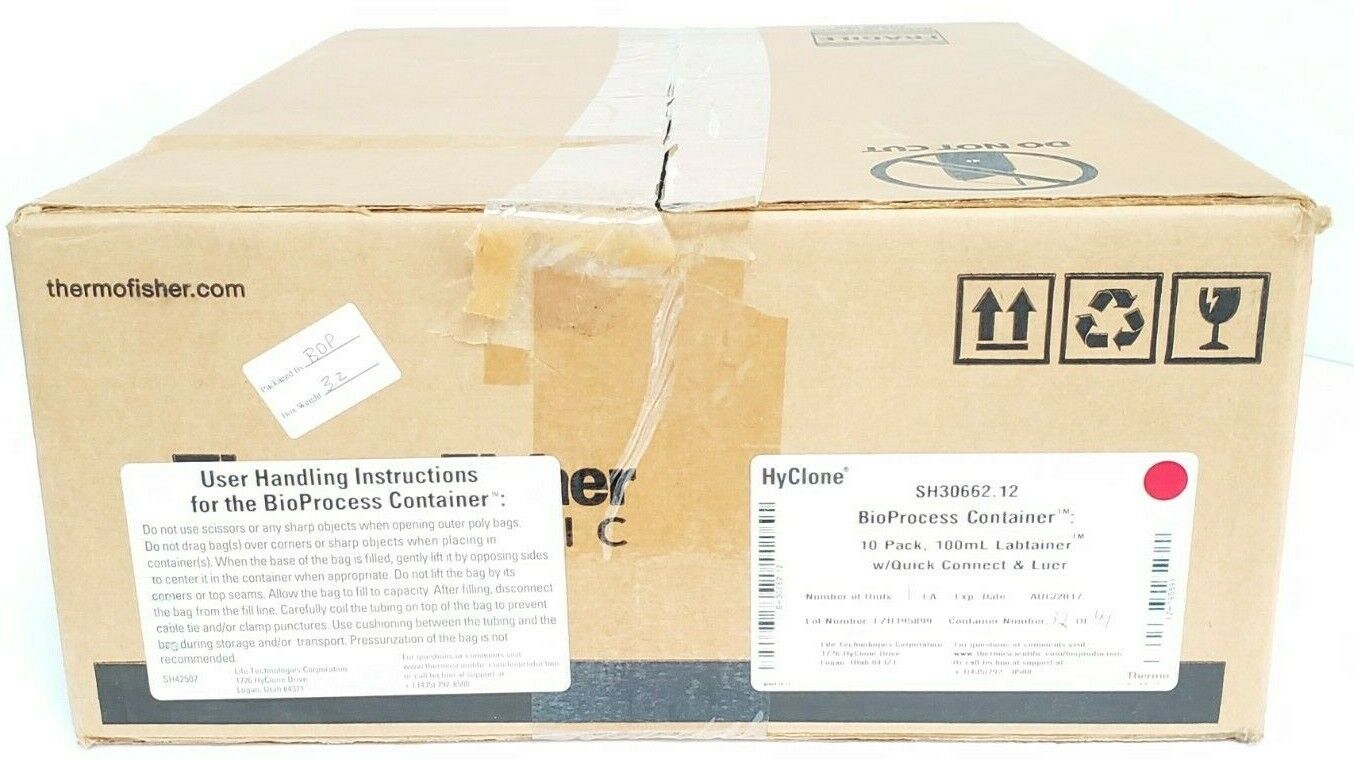BOX OF 10 NEW THERMO FISHER SH30662.12 LABTAINER 100mL W/ QUICK CONNECT