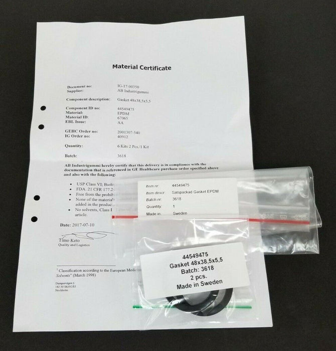 BAG OF 2 NEW GE HEALTHCARE 44-5494-75 FLAT GASKETS 48x38.5x5.5mm 44549475