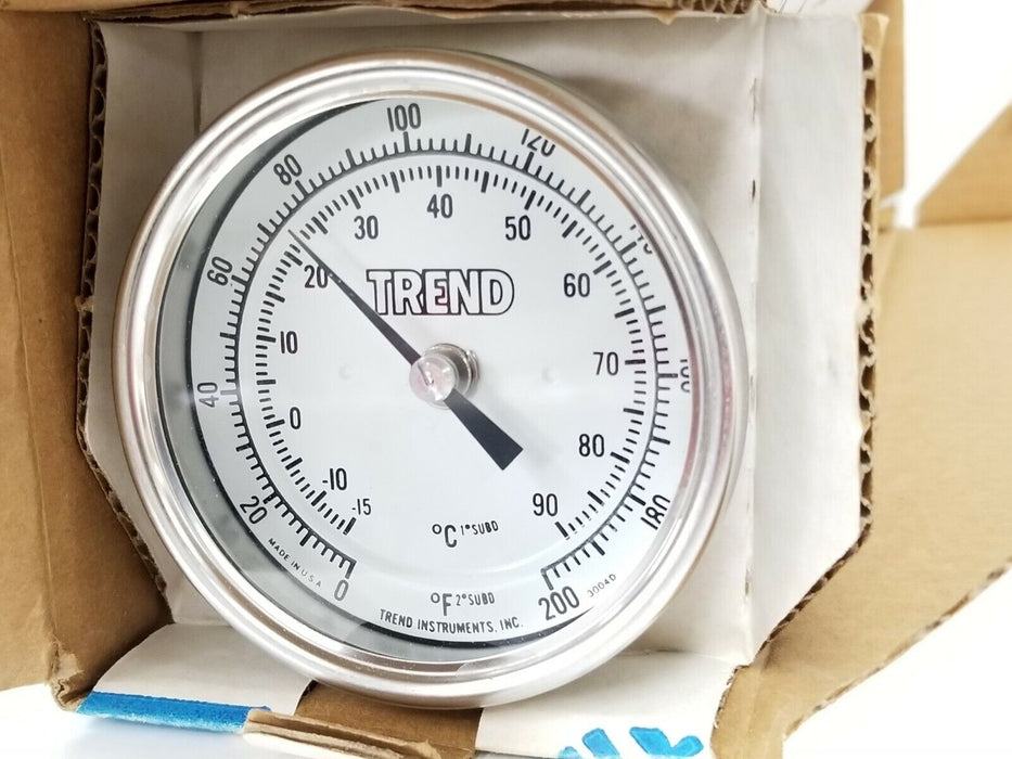 NIB TREND INSTRUMENTS MODEL 32 THERMOMETER 9'' STEM 228.6mm 0-200 DEG. F