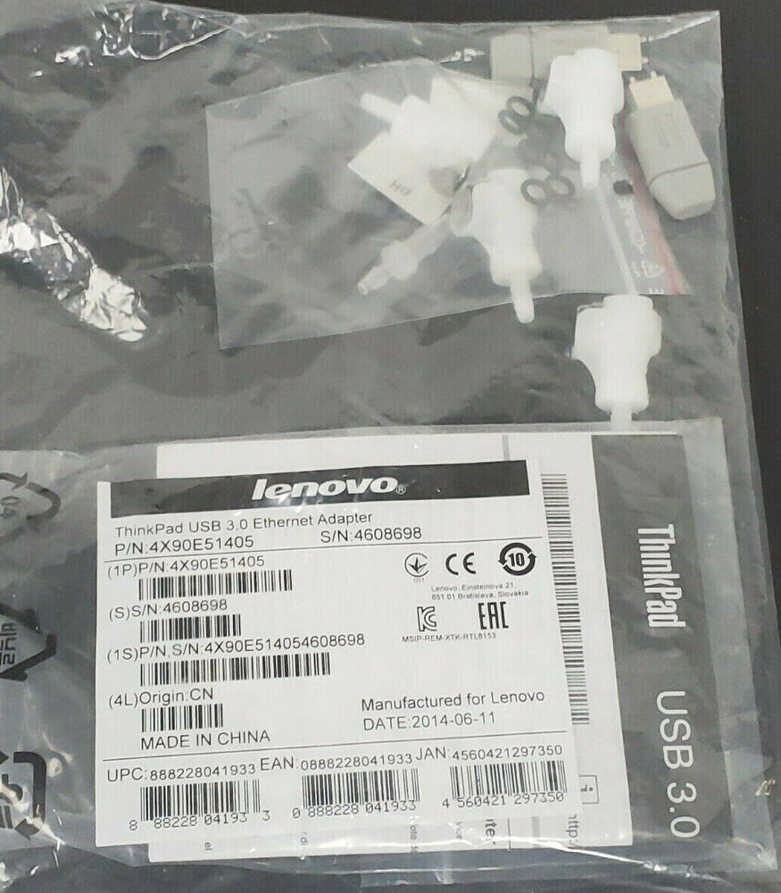 NEW LENOVA 4X90E51405 THINKPAD USB 3.0 ETHERNET ADAPTER KIT