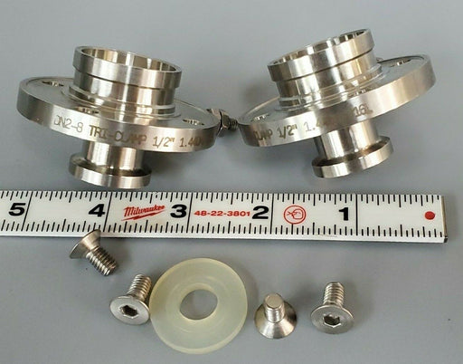 LOT OF 2 NEW TRI-CLAMP DN2-8 1/2'' FLANGE ADAPTERS 1.4404/316L 38MP-.50-316