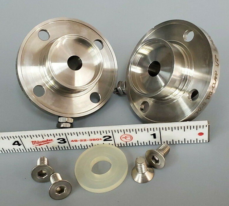 LOT OF 2 NEW TRI-CLAMP DN2-8 1/2'' FLANGE ADAPTERS 1.4404/316L 38MP-.50-316