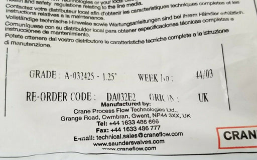 NEW SAUNDERS DA032E2 DIAPHRAGM A-032425-1.25'' 425 EPM A 1 1/4 DN32