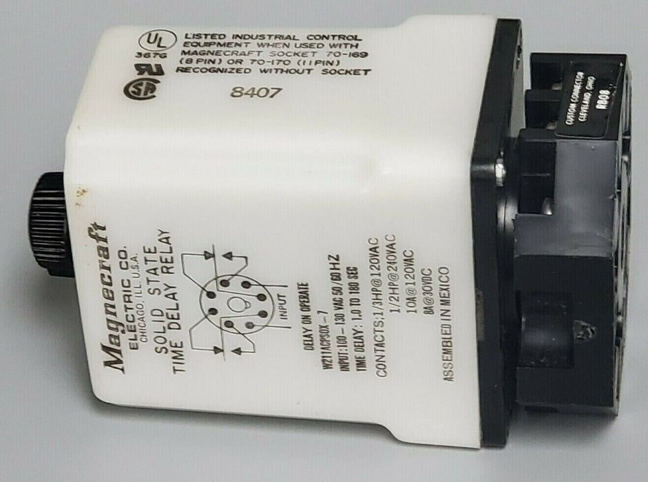 MAGNECRAFT ELECTRIC. CO W211ACPS0X-7 SOLID STATE TIME DELAY RELAY 10A 120V 50/60
