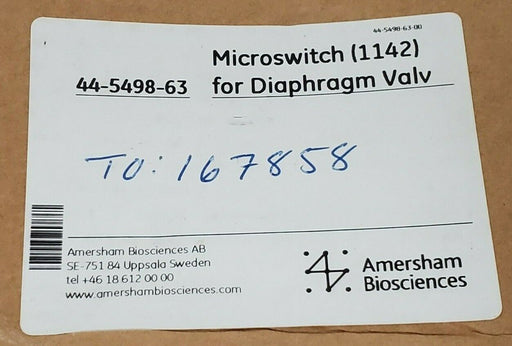 NIB AMERSHAM BIOSCIENCES / GEMU 44-5498-63 DIAPHRAGM MICROSWITCH 1142 TYP: 1215