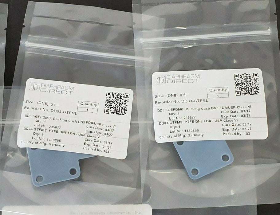 LOT OF 3 NEW DIAPHRAGM DIRECT DD03-GTFML DIAPHRAGMS 0.50'' DN8 DD03GTFML
