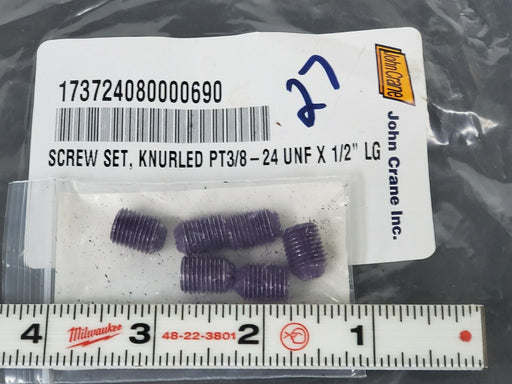 NEW JOHN CRANE 173724080000690 SCREW SET, KNURLED PT3/8-24 UNF X 1/2'' LG (6)