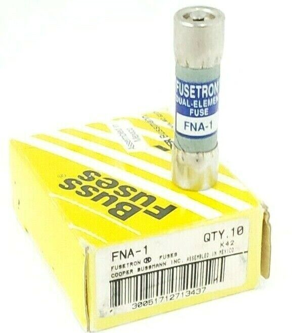 BOX OF 9 NEW COOPER BUSSMANN FUSETRON FNA-1 DUAL-ELEMENT FUSES FNA1