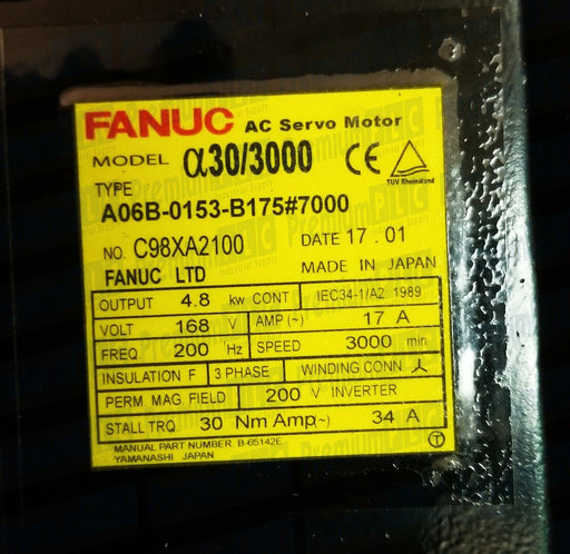 REPAIRED FANUC A06B-0153-B175#7000 A30/3000 SERVO MOTOR W/A64 BRAKE A06B0153B175