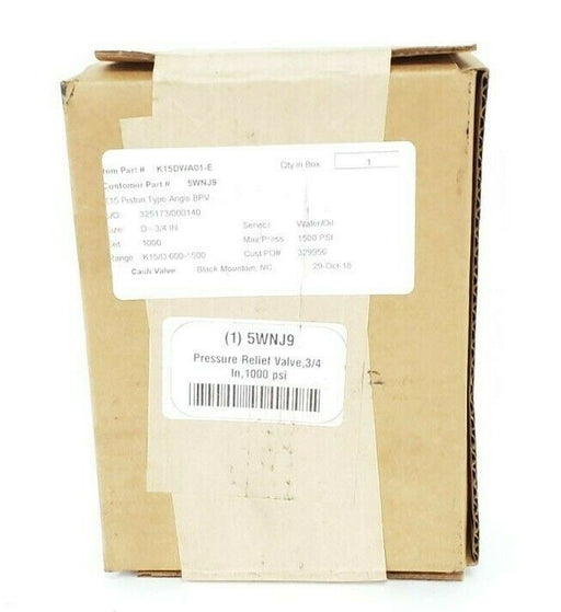 NEW CASH VALVE 5WNJ9 PRESSURE RELIEF VALVE, 3/4'', 1000 PSI