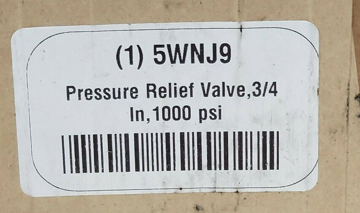NEW CASH VALVE 5WNJ9 PRESSURE RELIEF VALVE, 3/4'', 1000 PSI