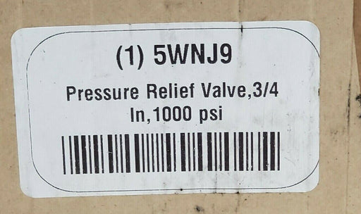 NEW CASH VALVE 5WNJ9 PRESSURE RELIEF VALVE, 3/4'', 1000 PSI