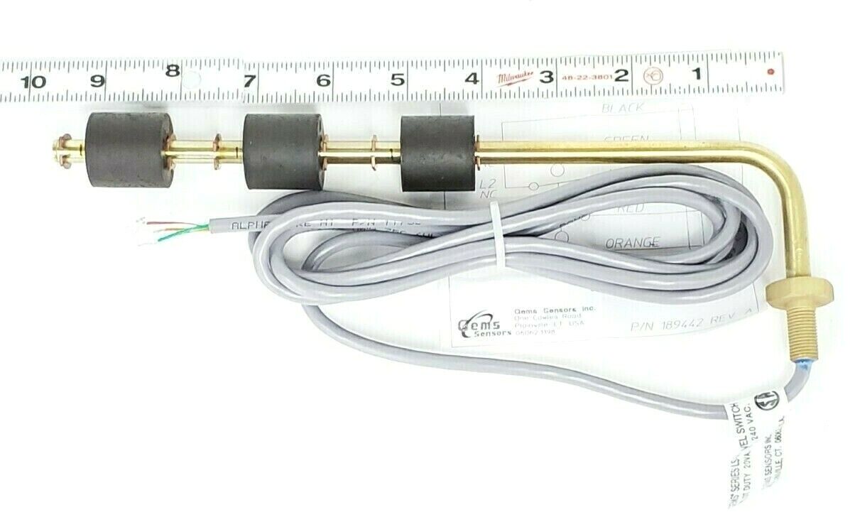 NEW GEMS SENSORS INC. SERIES LS-77700 LEVEL SWITCH 20VA. 120 TO 240 VAC.