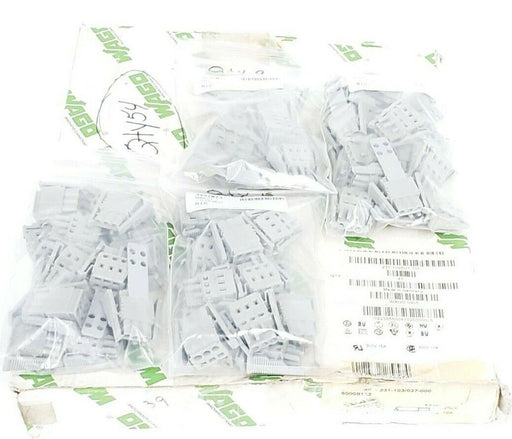 BOX OF 54 NEW WAGO 231-103/037-000 CONDUCTOR FEMALE PLUGGRAY 300V, 15A