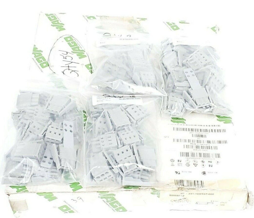 BOX OF 54 NEW WAGO 231-103/037-000 CONDUCTOR FEMALE PLUGGRAY 300V, 15A