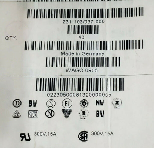 BOX OF 54 NEW WAGO 231-103/037-000 CONDUCTOR FEMALE PLUGGRAY 300V, 15A