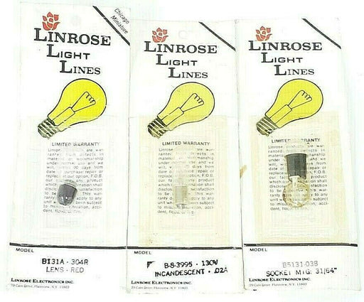 LOT OF 3 NEW CHICAGO MINIATURE LINROSE LIGHT LINES B-8-3995 / B5131-038 / B131A