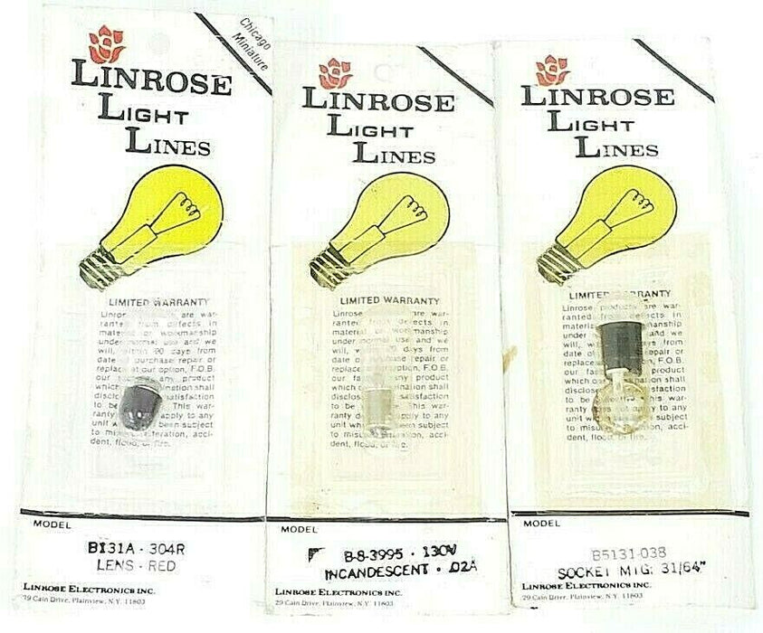 LOT OF 3 NEW CHICAGO MINIATURE LINROSE LIGHT LINES B-8-3995 / B5131-038 / B131A