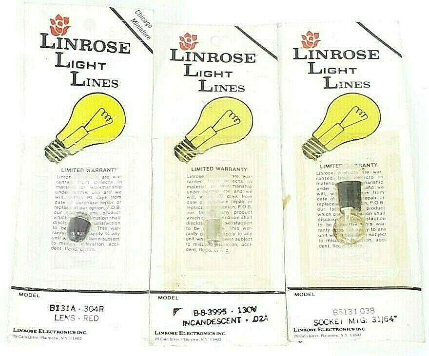 LOT OF 3 NEW CHICAGO MINIATURE LINROSE LIGHT LINES B-8-3995 / B5131-038 / B131A
