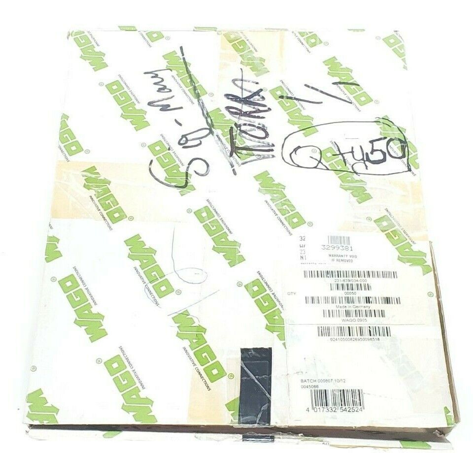 BOX OF 50 NEW WAGO 231-639/034-000 TERMINAL BLOCK ORANGE SERIES 231