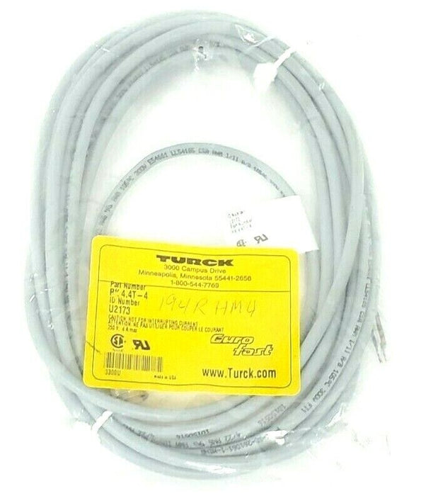 NEW TURCK RK 4.4T-4 ID NUMBER: U2173 M12 FEMALE TO CUT END GRAY 4 METERS