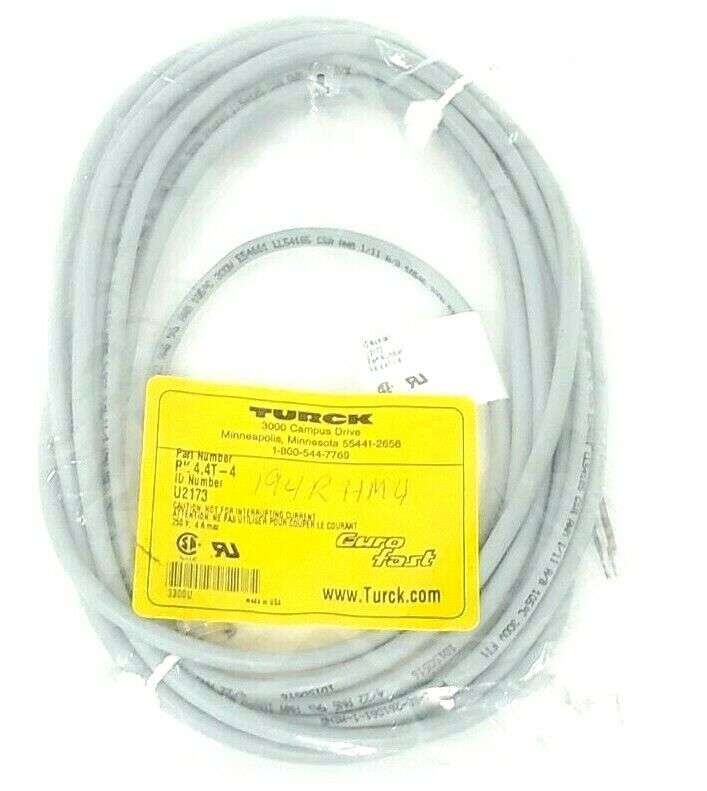 NEW TURCK RK 4.4T-4 ID NUMBER: U2173 M12 FEMALE TO CUT END GRAY 4 METERS