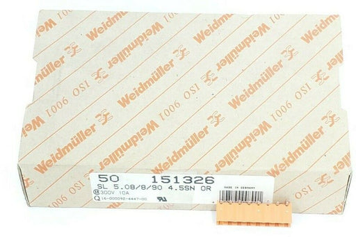 BOX OF 50 NEW WEIDMULLER 151326 CONNECTORS SL 5.08/8/90 4.5SN OR, 300V 10A