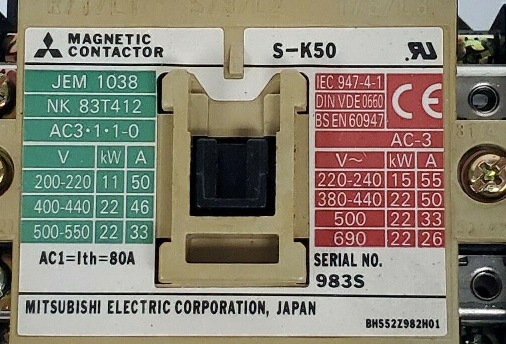 MITSUBISHI ELECTRIC S-K50 MAGNETIC CONTACTOR SK50, AC 200V