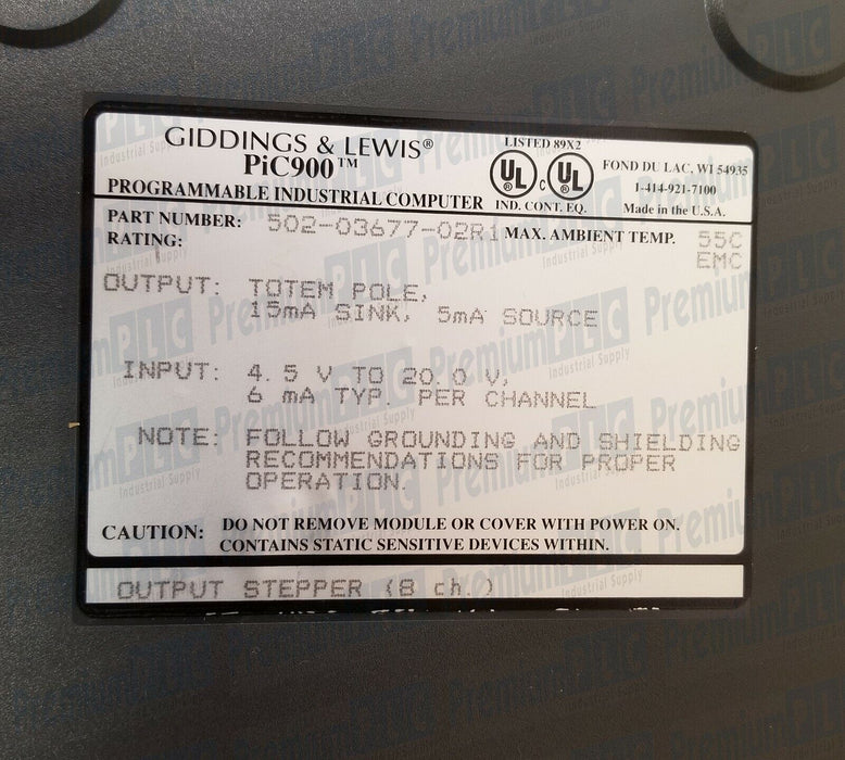 GIDDINGS & LEWIS 502-03677-02 PIC900 OUTPUT STEPPER (8 CH) 502-03677-02R1 NIB