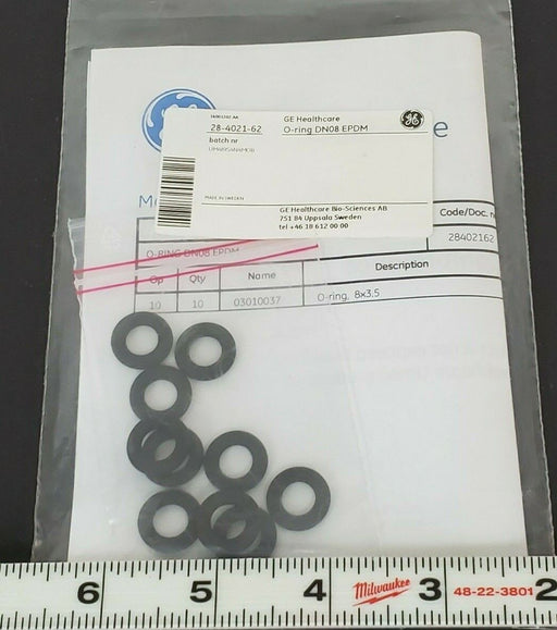 BAG OF 10 NEW GE HEALTHCARE 28-4021-62 O-RINGS 8x3.5 DN08 EPDM 28402162 AA