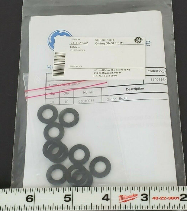 BAG OF 10 NEW GE HEALTHCARE 28-4021-62 O-RINGS 8x3.5 DN08 EPDM 28402162 AA