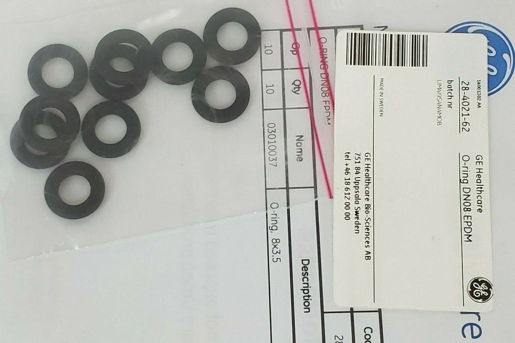 BAG OF 10 NEW GE HEALTHCARE 28-4021-62 O-RINGS 8x3.5 DN08 EPDM 28402162 AA