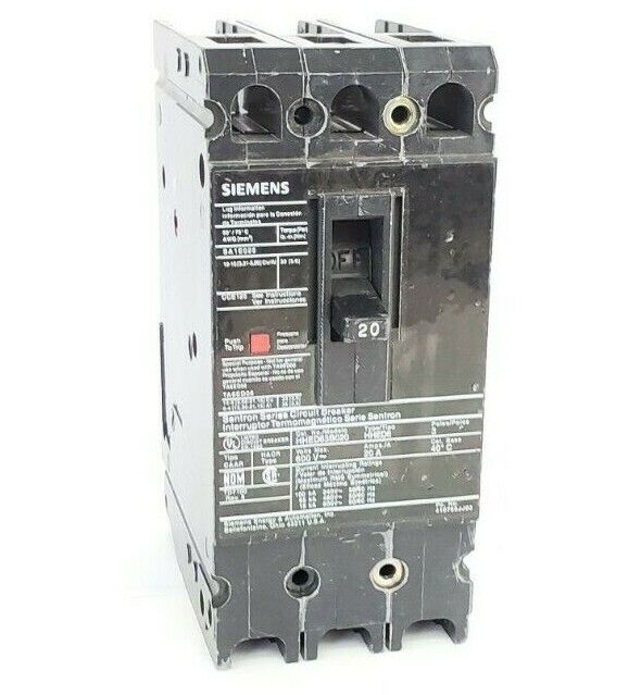 SIEMENS HHED63B020 SENTRON SERIES CIRCUIT BREAKER HHED6 600V 3P 20A SA1E025