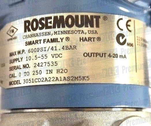 ROSEMOUNT 3051CD2A22A1AS2M5K5 3051C COPLANAR PRESSURE TRANSMITTER W/2 1199 SEALS