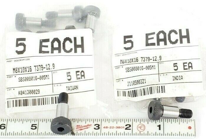 LOT OF 12 NEW GENERIC FKE 12.9 SHOULDER BOLTS M8X10X16 7379-12.9 SBS008016-005M1