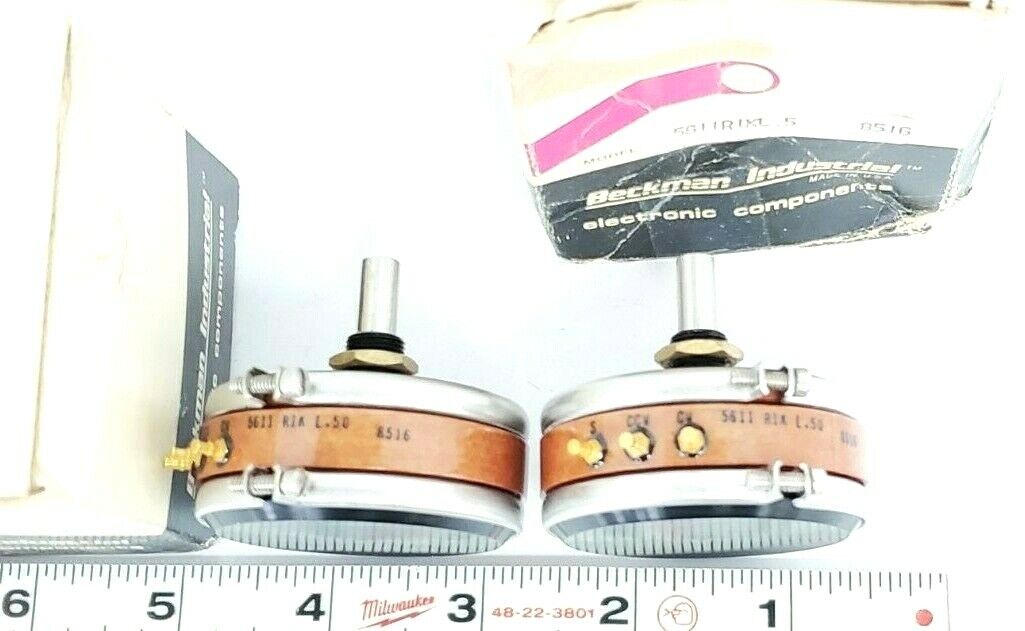 LOT OF 2 NIB BECKMAN 5611 R1K L.5 SINGLE-TURN POTENTIOMETERS 1000 OHM 5611R1KL.5