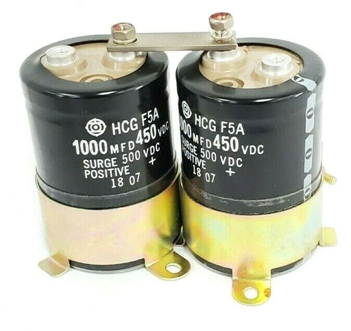 LOT OF 2 HITACHI HCGF5A 1000 MFD 450 VDC CAPACITORS SURGE 500 VDC