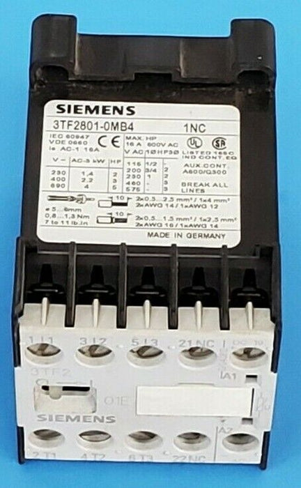 SIEMENS 3TF2801-0MB4 CONTACTOR 3TF28010MB4