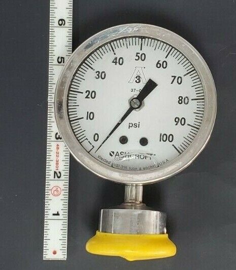 ASHCROFT A3 37-01 PRESSURE GAUGE, 0-100PSI, G250-2456-B, 250-2990