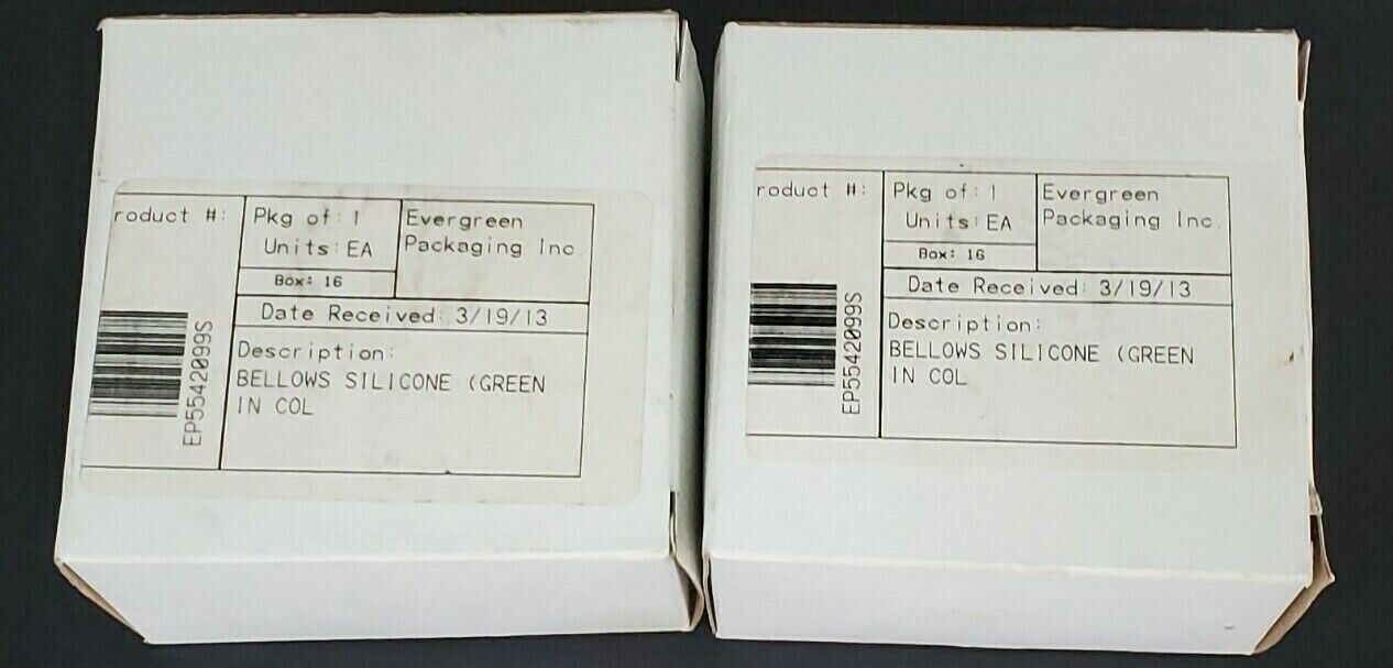 LOT OF 2 NIB EVERGREEN PACKAGING EP5542099S GREEN SILICONE BELLOWS