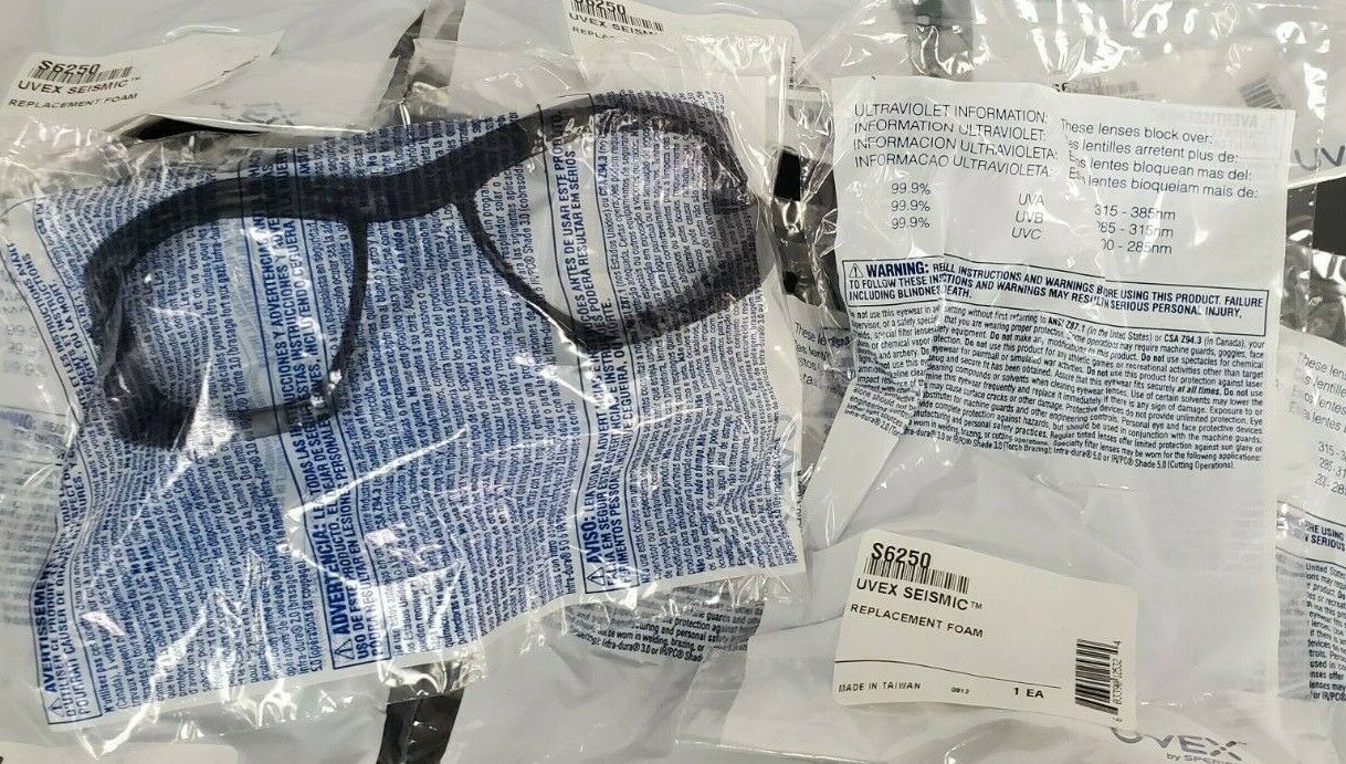 LOT OF 10 NEW UVEX SPERIAN S6250 SEISMIC REPLACEMENT FOAM GLASSES/GOGGLES FRAMES